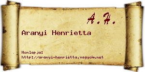 Aranyi Henrietta névjegykártya